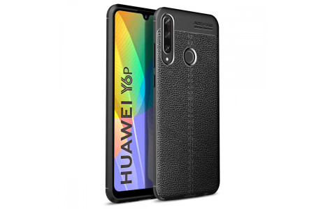 Newface Huawei Y6P Kılıf Focus Derili Silikon - Siyah