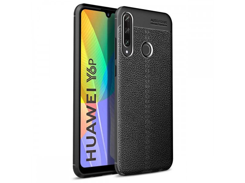 Newface Huawei Y6P Kılıf Focus Derili Silikon - Siyah