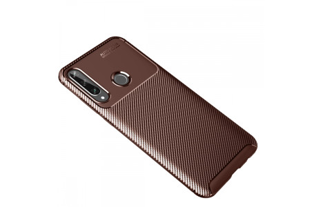 Newface Huawei Y6P Kılıf Focus Karbon Silikon - Kahverengi