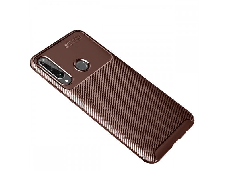 Newface Huawei Y6P Kılıf Focus Karbon Silikon - Kahverengi