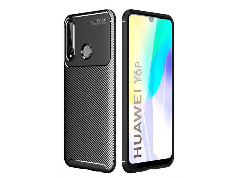 Newface Huawei Y6P Kılıf Focus Karbon Silikon - Siyah