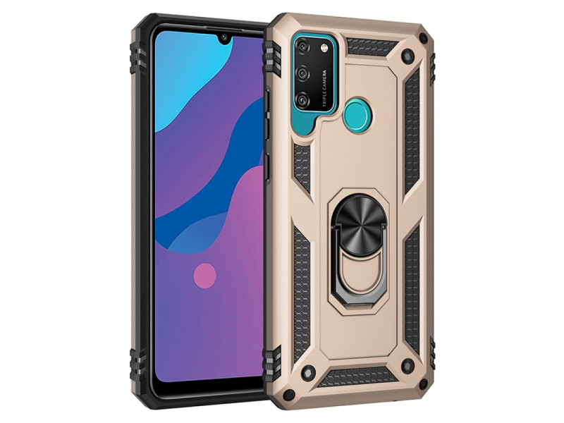 Newface Huawei Y6P Kılıf Sofya Yüzüklü Silikon Kapak - Gold