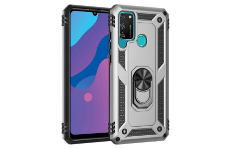 Newface Huawei Y6P Kılıf Sofya Yüzüklü Silikon Kapak - Gümüş
