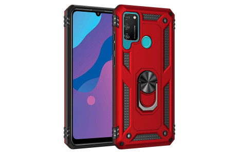 Newface Huawei Y6P Kılıf Sofya Yüzüklü Silikon Kapak - Kırmızı