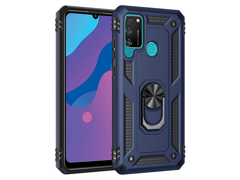 Newface Huawei Y6P Kılıf Sofya Yüzüklü Silikon Kapak - Lacivert