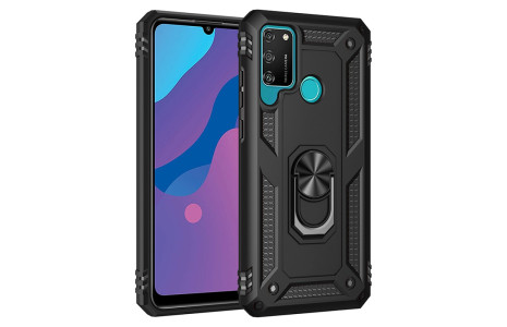 Newface Huawei Y6P Kılıf Sofya Yüzüklü Silikon Kapak - Siyah