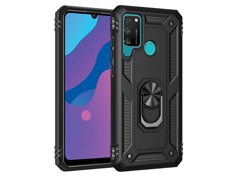 Newface Huawei Y6P Kılıf Sofya Yüzüklü Silikon Kapak - Siyah