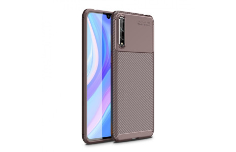 Newface Huawei Y8P Kılıf Focus Karbon Silikon - Kahverengi