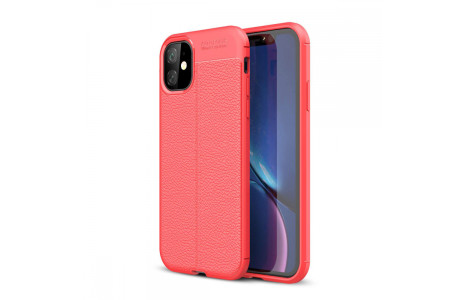 Newface iPhone 11 Kılıf Focus Derili Silikon - Kırmızı