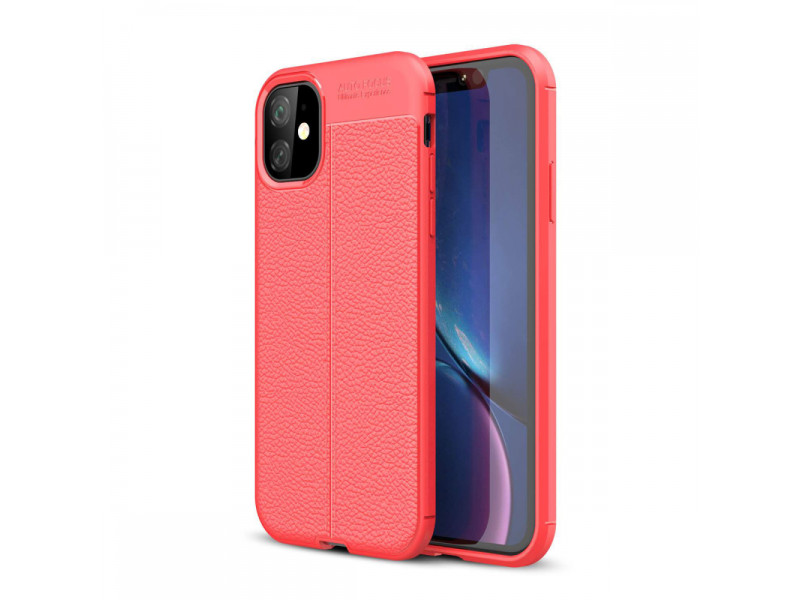 Newface iPhone 11 Kılıf Focus Derili Silikon - Kırmızı