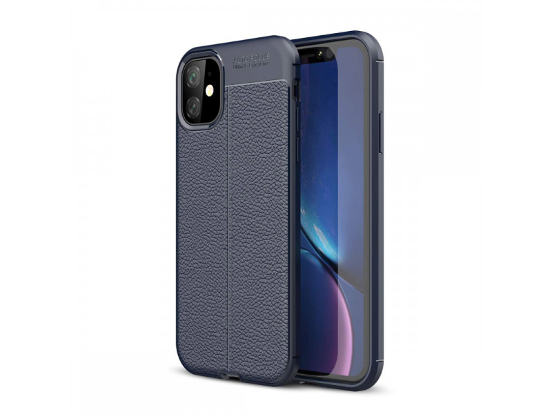 Newface iPhone 11 Kılıf Focus Derili Silikon - Lacivert