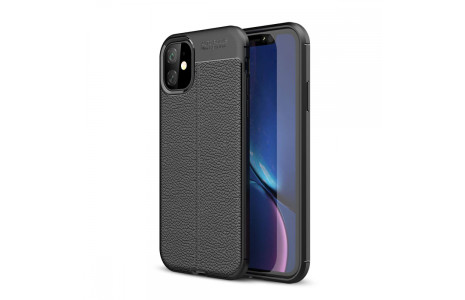Newface iPhone 11 Kılıf Focus Derili Silikon - Siyah
