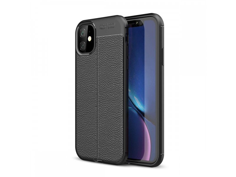 Newface iPhone 11 Kılıf Focus Derili Silikon - Siyah