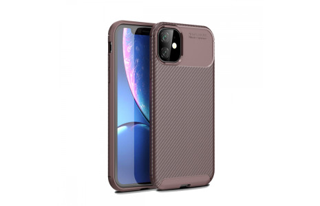 Newface iPhone 11 Kılıf Focus Karbon Silikon - Kahverengi