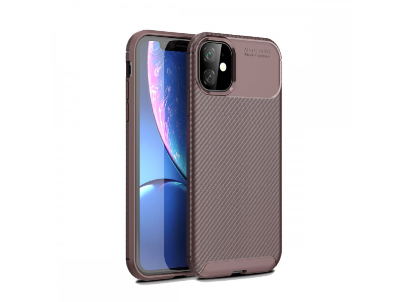 Newface iPhone 11 Kılıf Focus Karbon Silikon - Kahverengi