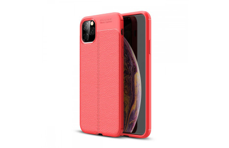 Newface iPhone 11 Pro Kılıf Focus Derili Silikon - Kırmızı