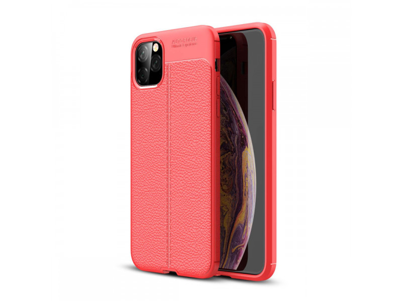 Newface iPhone 11 Pro Kılıf Focus Derili Silikon - Kırmızı