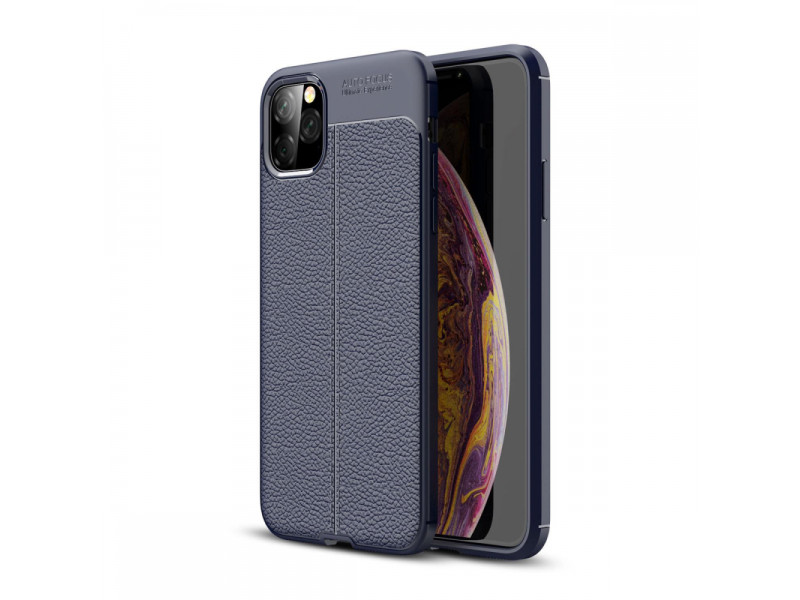 Newface iPhone 11 Pro Kılıf Focus Derili Silikon - Lacivert