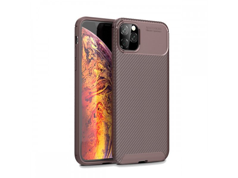 Newface iPhone 11 Pro Kılıf Focus Karbon Silikon - Kahverengi
