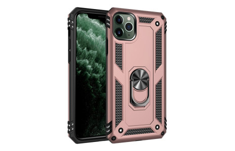 Newface iPhone 11 Pro Max Kılıf Sofya Yüzüklü Silikon Kapak - Rose