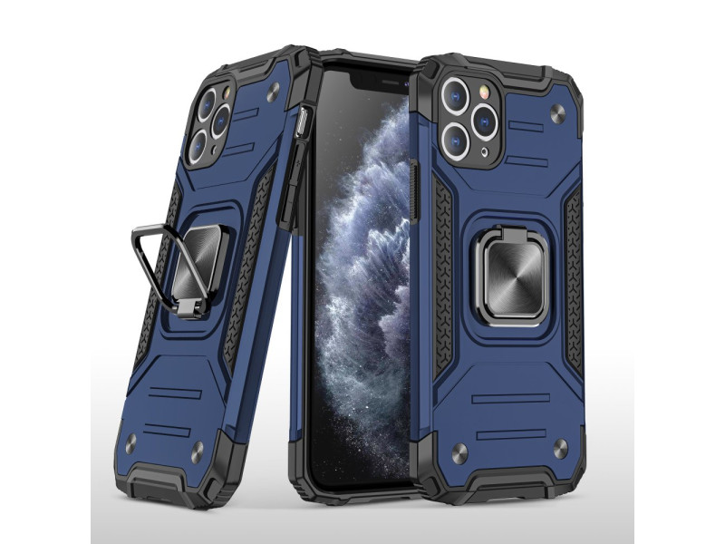 Newface iPhone 11 Pro Max Kılıf Zegna Yüzüklü Silikon Kapak - Mavi