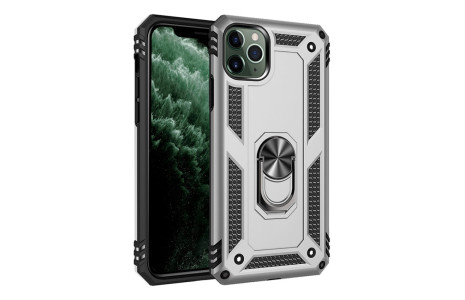 Newface iPhone 11 Pro Kılıf Sofya Yüzüklü Silikon Kapak - Gümüş
