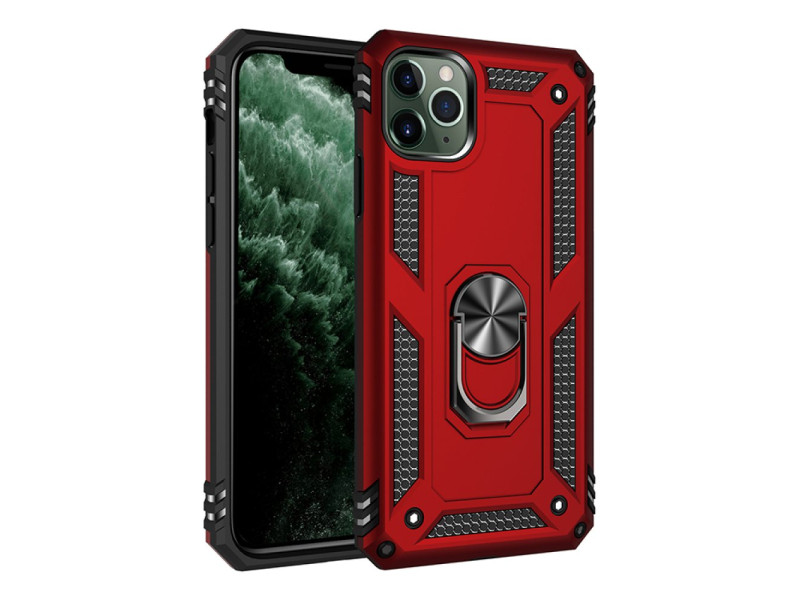 Newface iPhone 11 Pro Kılıf Sofya Yüzüklü Silikon Kapak - Kırmızı