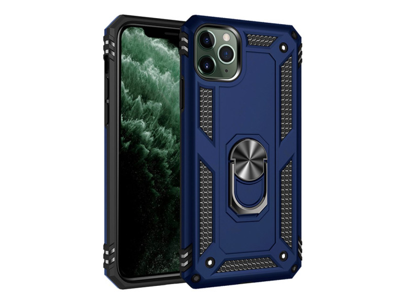 Newface iPhone 11 Pro Kılıf Sofya Yüzüklü Silikon Kapak - Lacivert