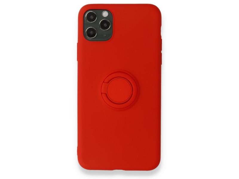 Newface iPhone 11 Pro Kılıf Viktor Yüzüklü Silikon - Kırmızı