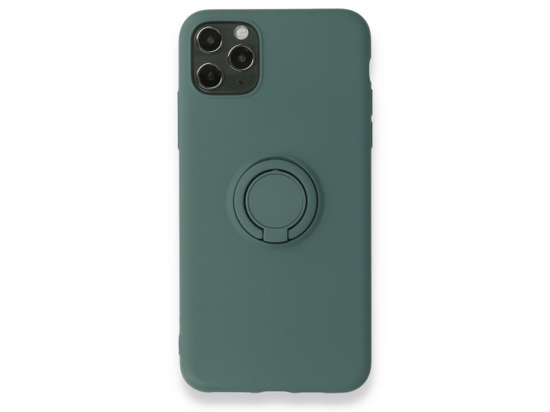 Newface iPhone 11 Pro Kılıf Viktor Yüzüklü Silikon - Koyu Yeşil