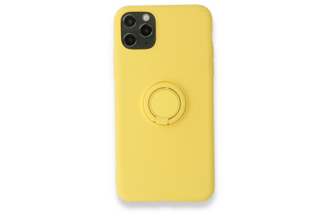 Newface iPhone 11 Pro Kılıf Viktor Yüzüklü Silikon - Sarı