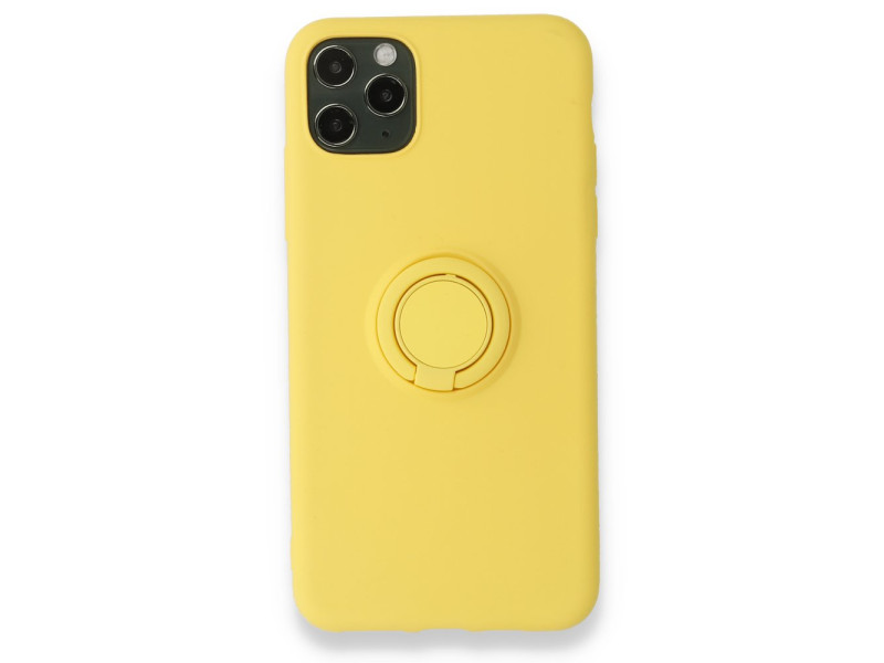 Newface iPhone 11 Pro Kılıf Viktor Yüzüklü Silikon - Sarı