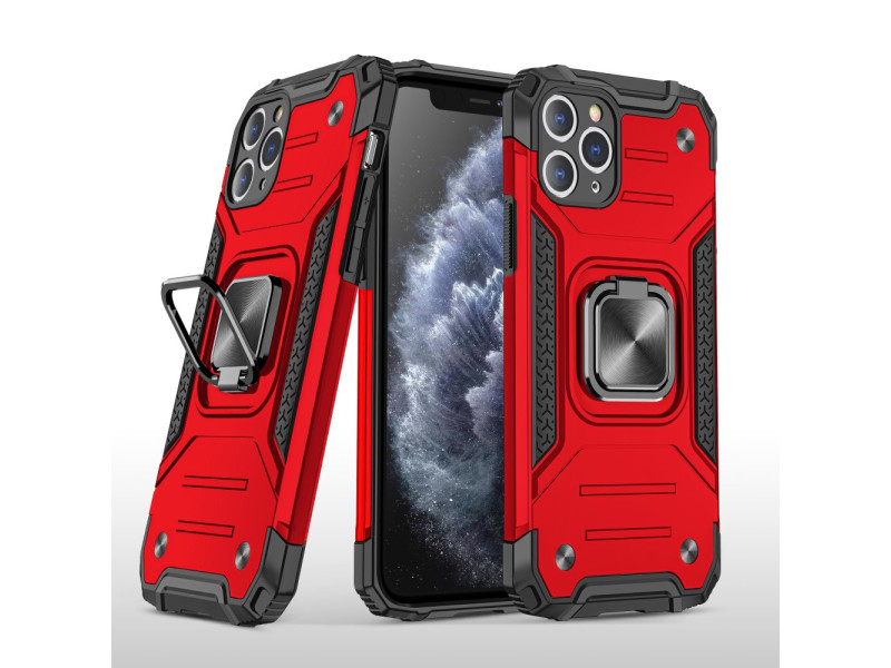 Newface iPhone 11 Pro Kılıf Zegna Yüzüklü Silikon Kapak - Kırmızı