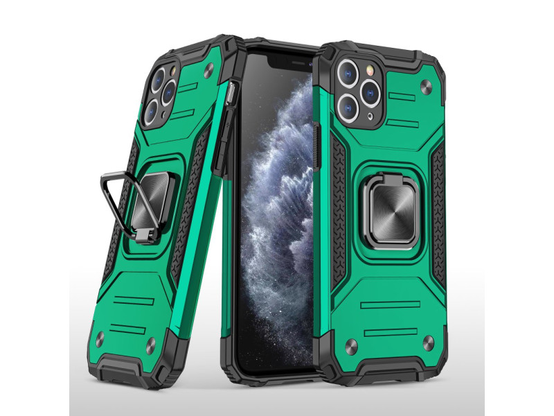 Newface iPhone 11 Pro Kılıf Zegna Yüzüklü Silikon Kapak - Koyu Yeşil