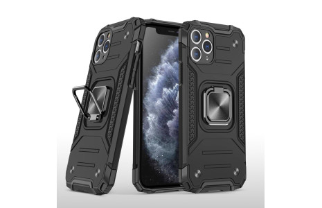 Newface iPhone 11 Pro Kılıf Zegna Yüzüklü Silikon Kapak - Siyah