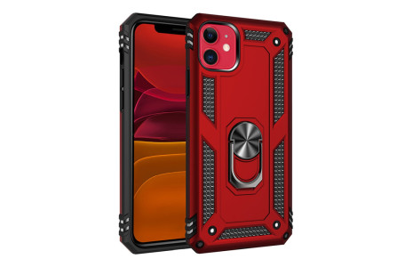 Newface iPhone 11 Kılıf Sofya Yüzüklü Silikon Kapak - Kırmızı