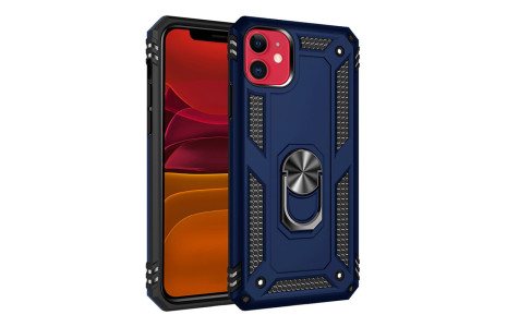 Newface iPhone 11 Kılıf Sofya Yüzüklü Silikon Kapak - Lacivert