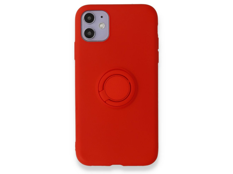 Newface iPhone 11 Kılıf Viktor Yüzüklü Silikon - Kırmızı