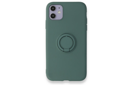 Newface iPhone 11 Kılıf Viktor Yüzüklü Silikon - Koyu Yeşil