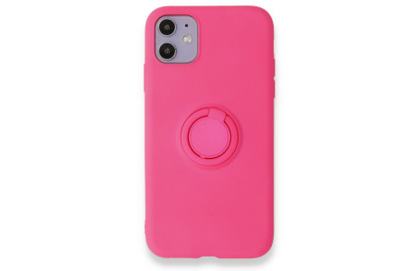 Newface iPhone 11 Kılıf Viktor Yüzüklü Silikon - Pembe