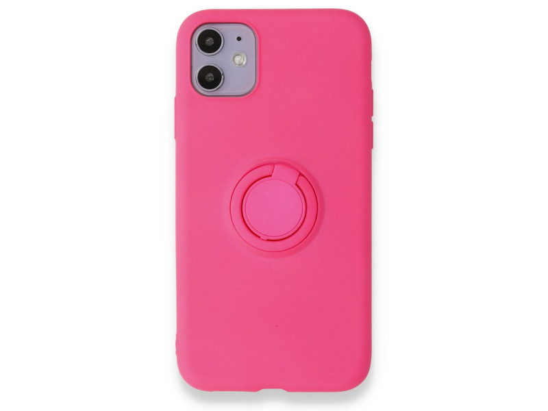 Newface iPhone 11 Kılıf Viktor Yüzüklü Silikon - Pembe
