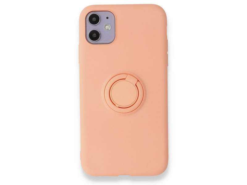 Newface iPhone 11 Kılıf Viktor Yüzüklü Silikon - Pudra