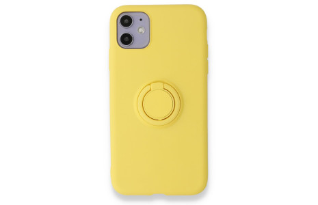 Newface iPhone 11 Kılıf Viktor Yüzüklü Silikon - Sarı