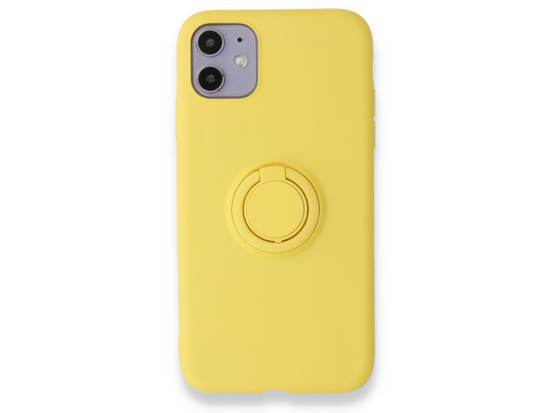 Newface iPhone 11 Kılıf Viktor Yüzüklü Silikon - Sarı