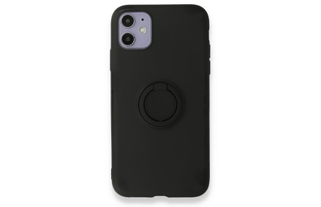 Newface iPhone 11 Kılıf Viktor Yüzüklü Silikon - Siyah
