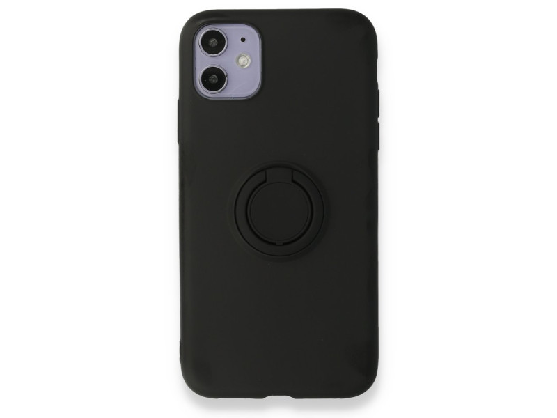 Newface iPhone 11 Kılıf Viktor Yüzüklü Silikon - Siyah