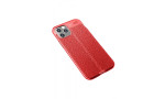 Newface iPhone 12 Kılıf Focus Derili Silikon - Kırmızı