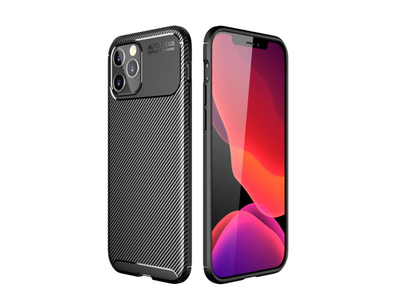 Newface iPhone 12 Kılıf Focus Karbon Silikon - Siyah