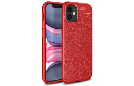 Newface iPhone 12 Mini Kılıf Focus Derili Silikon - Kırmızı