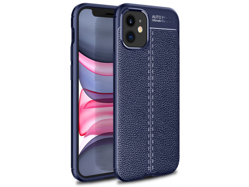 Newface iPhone 12 Mini Kılıf Focus Derili Silikon - Lacivert